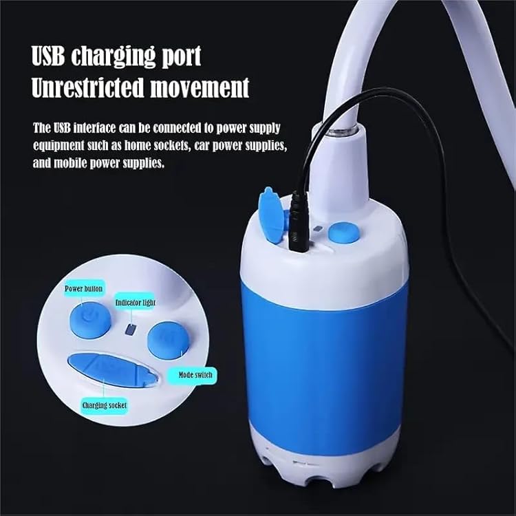 Portable Shower,Outdoor dormitory bath artifact Electric Rechargeable Blue