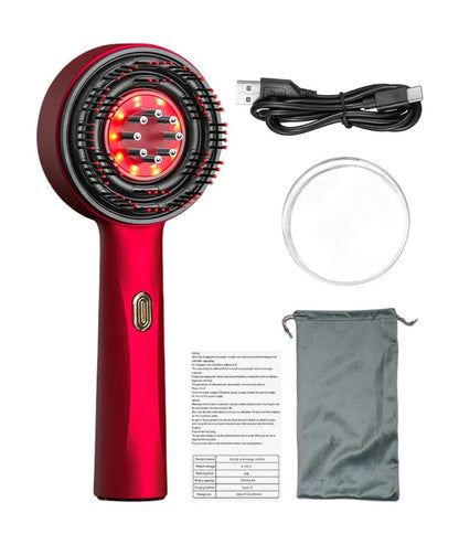 Head massage brush with oil applicator and Miell oil