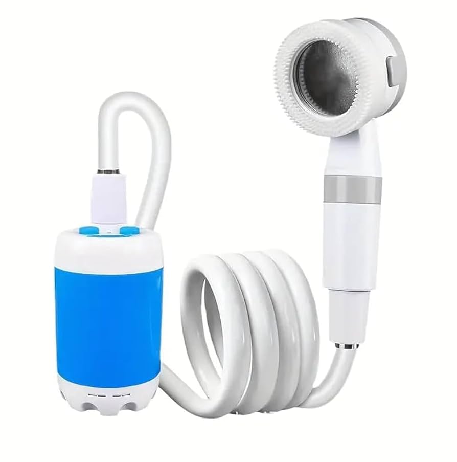 Portable Shower，Outdoor dormitory bath artifact Electric Rechargeable Blue